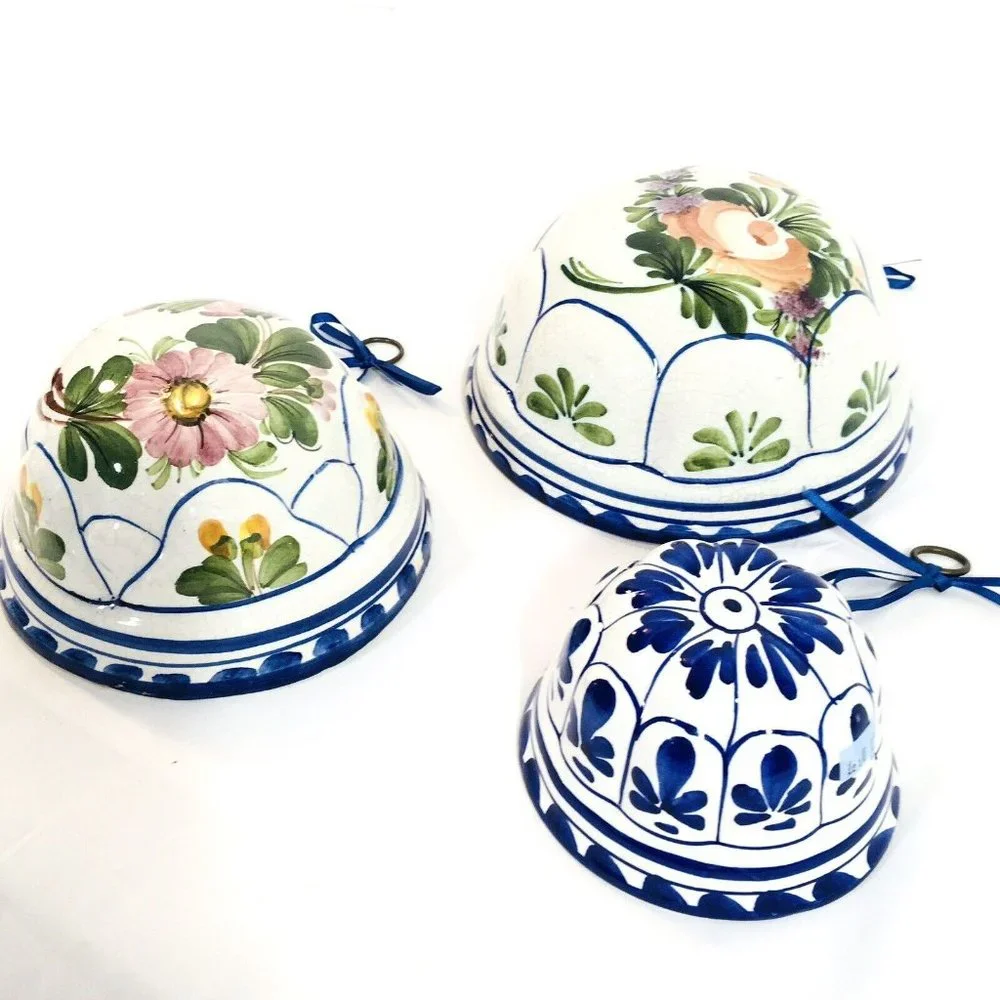 Three 3 Vtg 80’s ABC Ceramiche Bassano Hand PaintedItalian Dome Molds Hanging